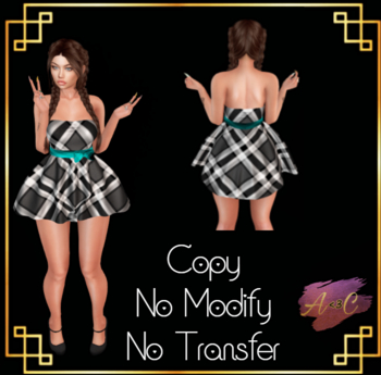 Second Life Marketplace - ~ACC~CandyGirl Dress- Black Plaid Maitreya